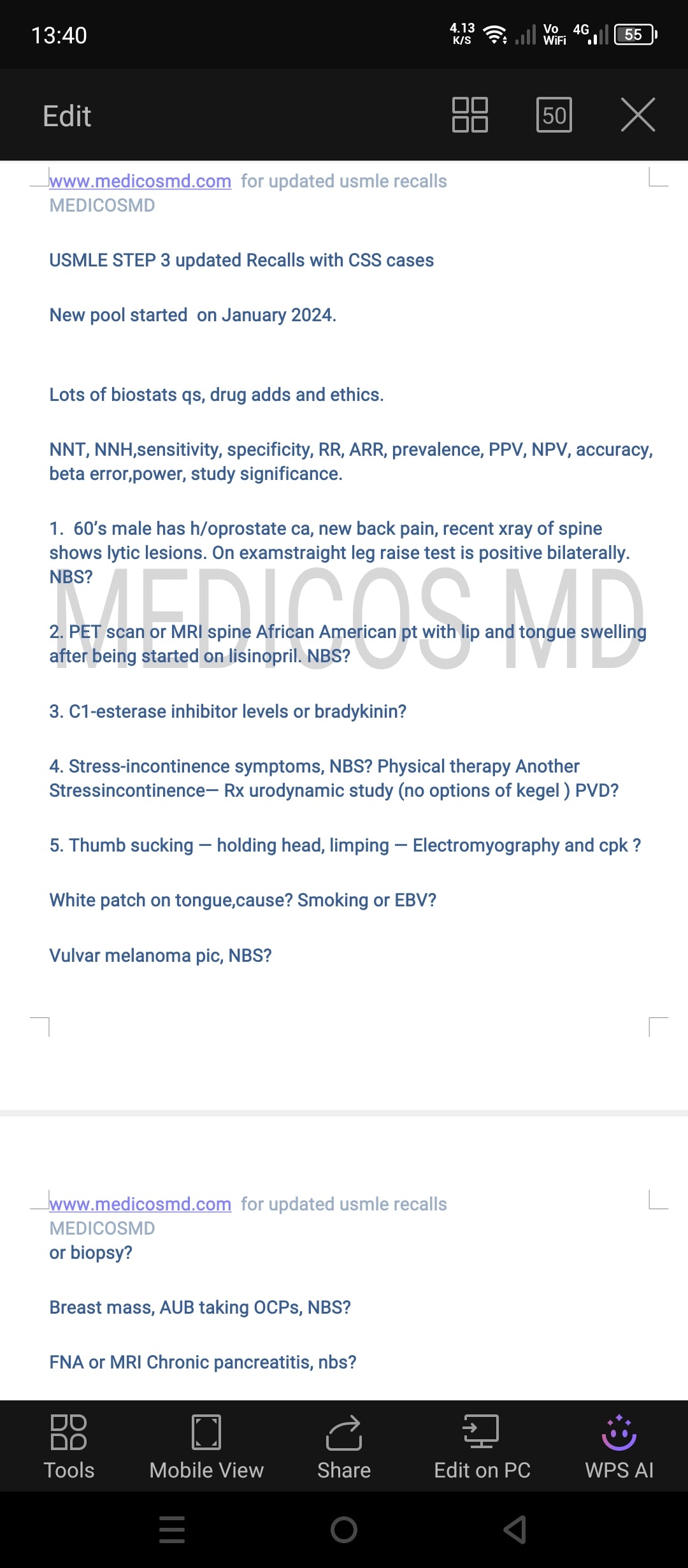 Usmle step 3 Recalls 2024